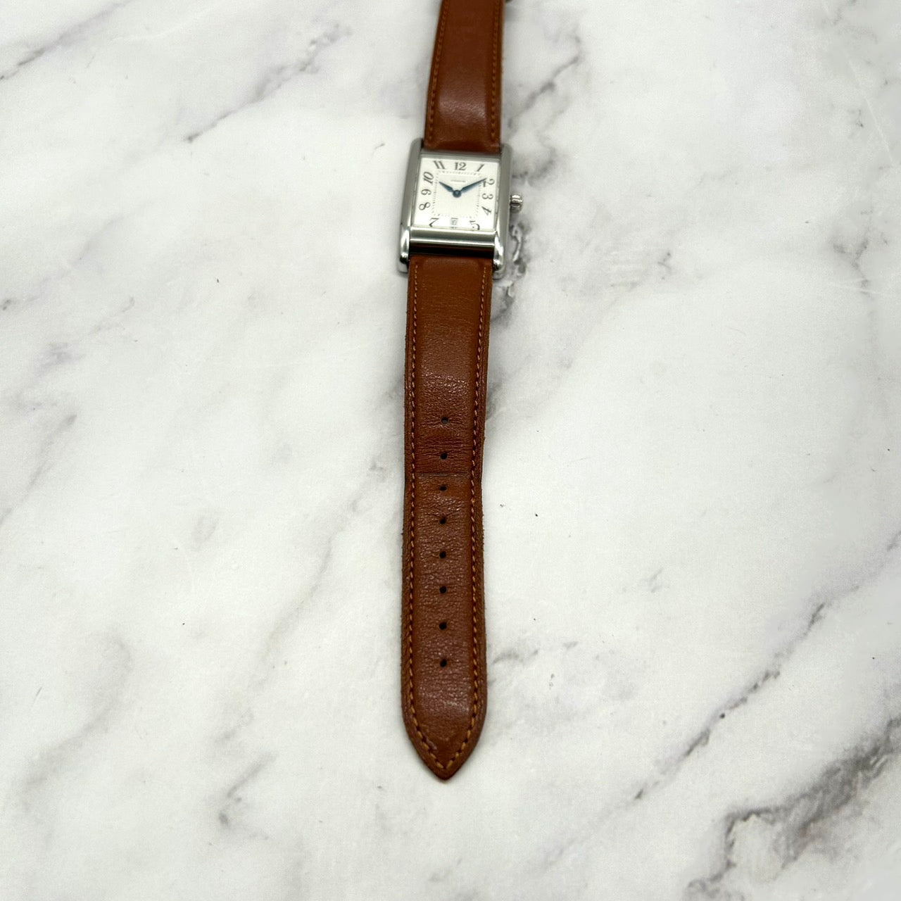 Authentic Coach Lexington W502B Square Date White Dial Brown Leather Watch