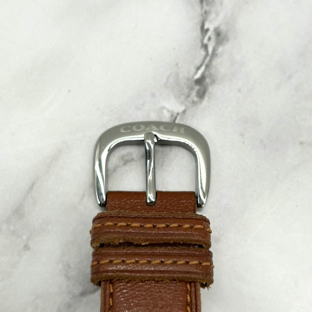 Authentic Coach Lexington W502B Square Date White Dial Brown Leather Watch