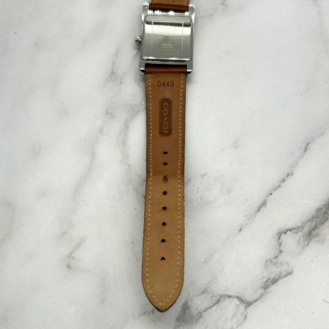 Authentic Coach Lexington W502B Square Date White Dial Brown Leather Watch