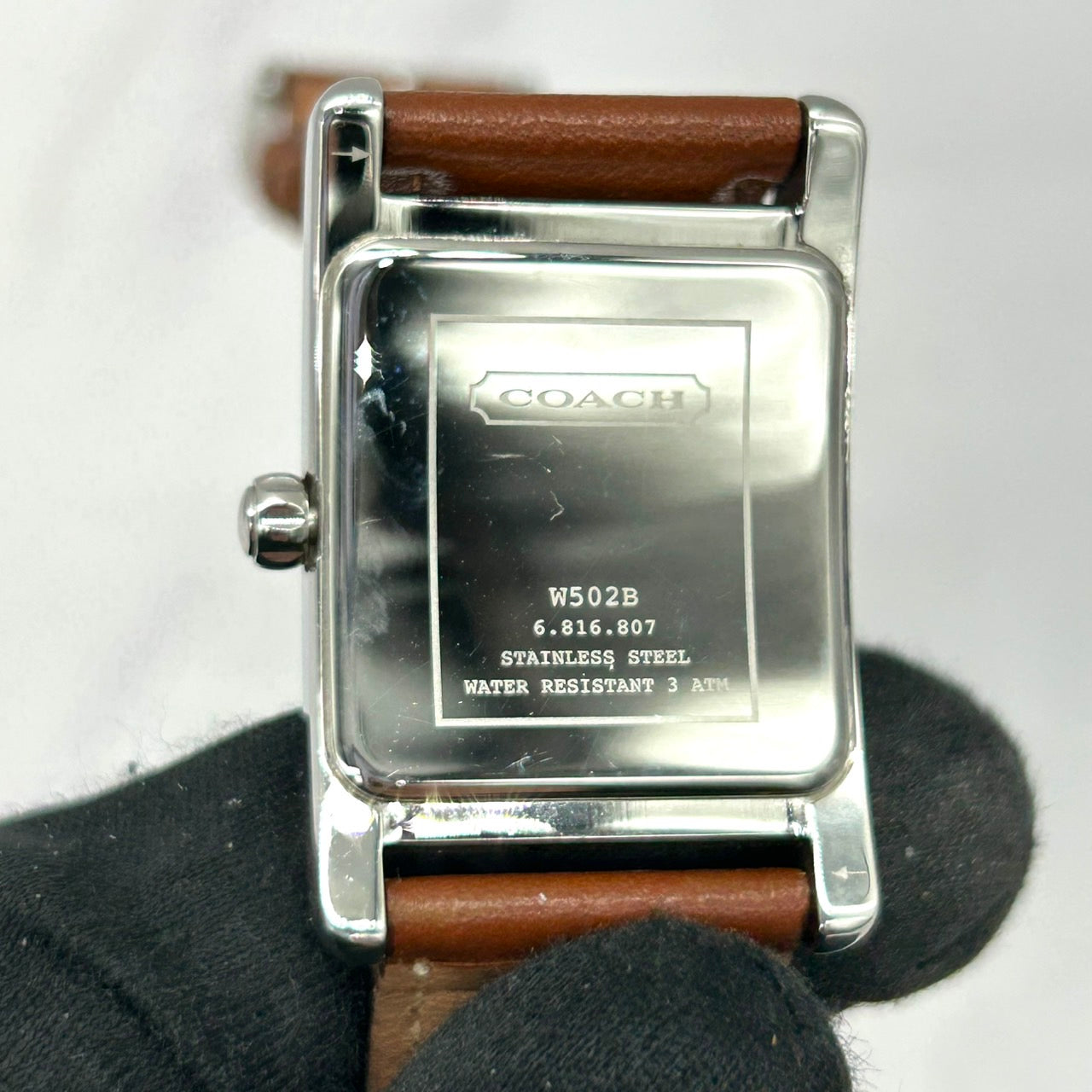 Authentic Coach Lexington W502B Square Date White Dial Brown Leather Watch