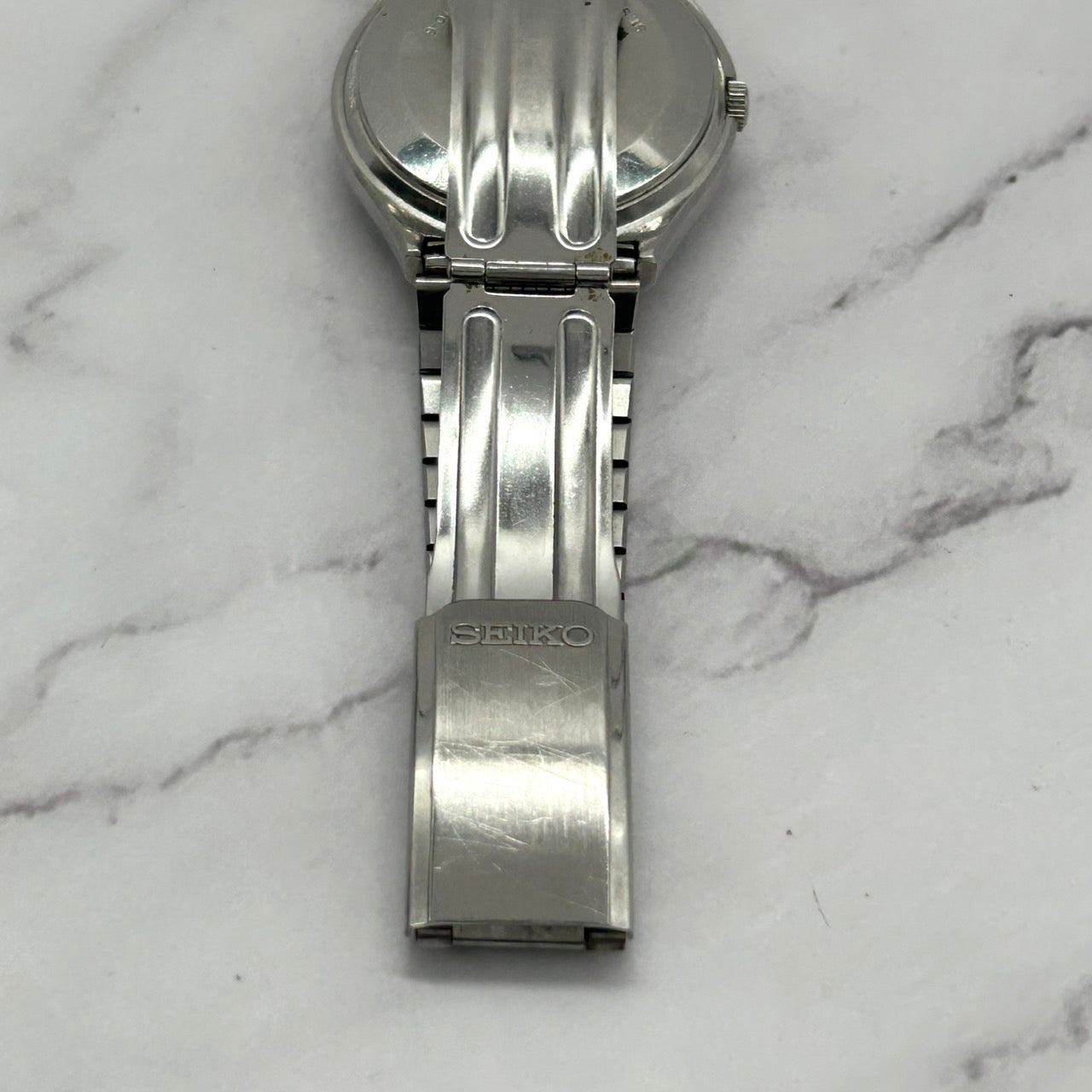 Authentic SEIKO QUARTZ QZ 0922-8010 Vintage Men's Watch Date Silver Dial Analog