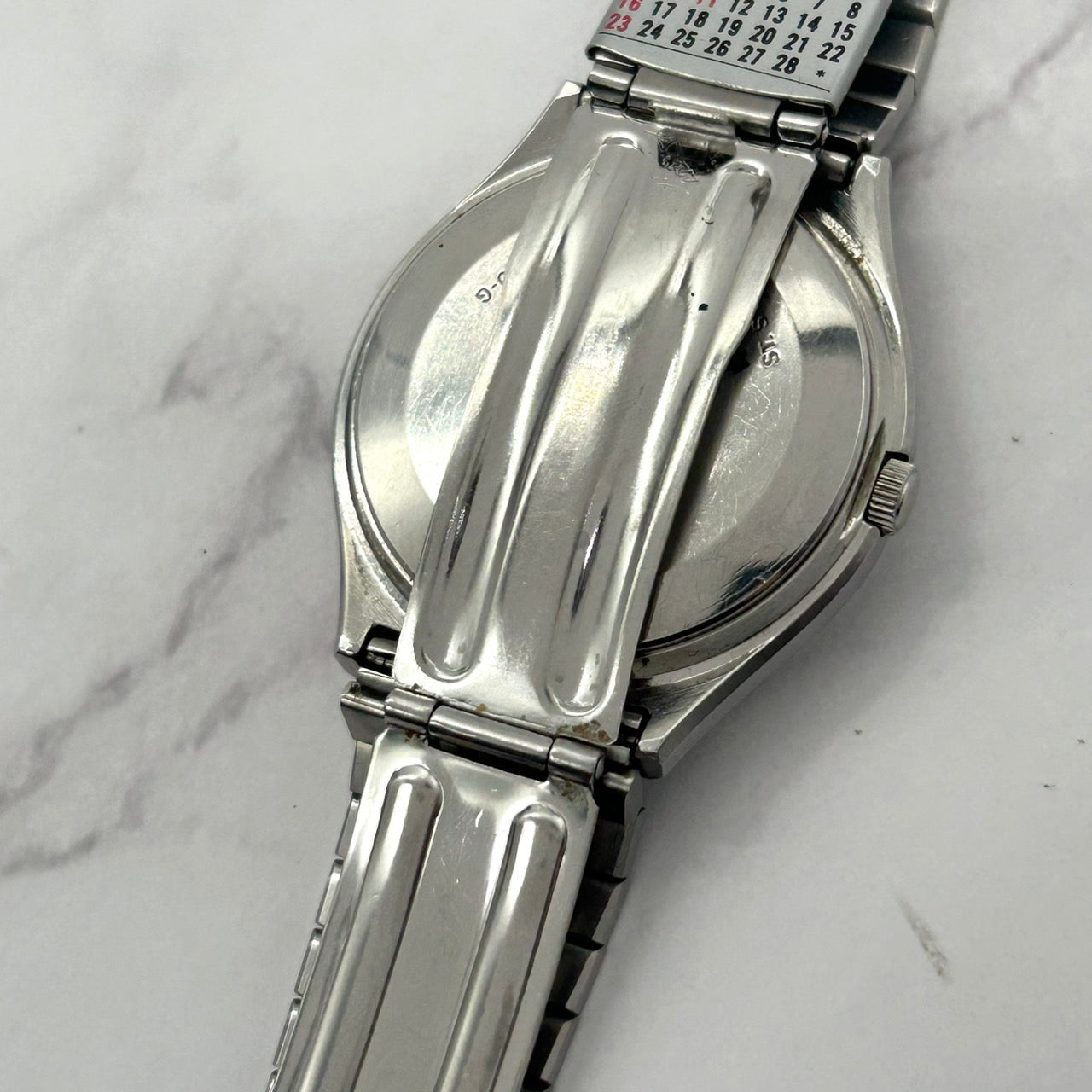 Authentic SEIKO QUARTZ QZ 0922-8010 Vintage Men's Watch Date Silver Dial Analog