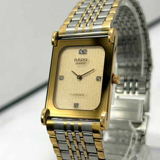 Authentic RADO Florence 135.3368.2 Quartz 4P Diamond Gold Dial Watch Two-Tone