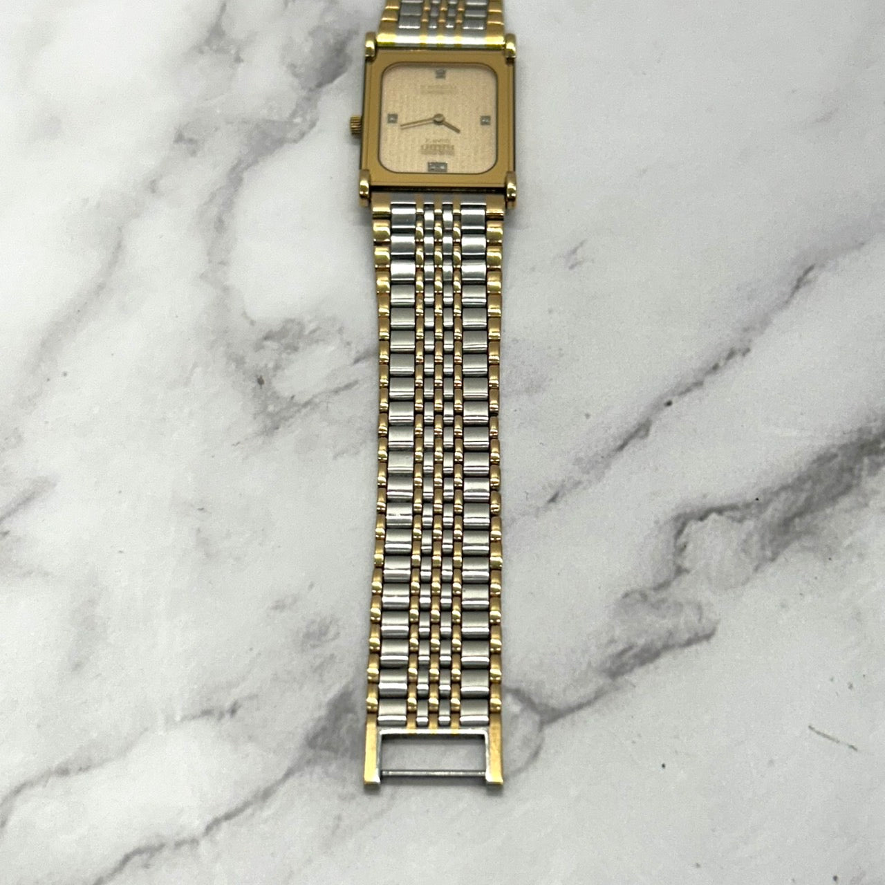 Authentic RADO Florence 135.3368.2 Quartz 4P Diamond Gold Dial Watch Two-Tone
