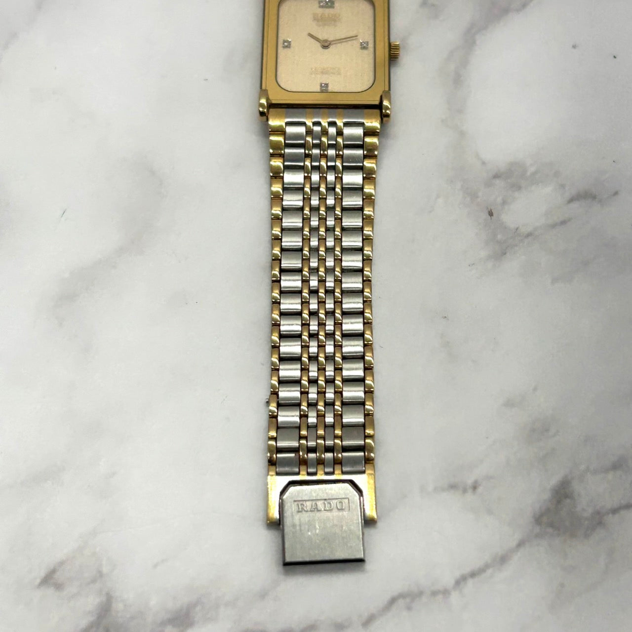 Authentic RADO Florence 135.3368.2 Quartz 4P Diamond Gold Dial Watch Two-Tone