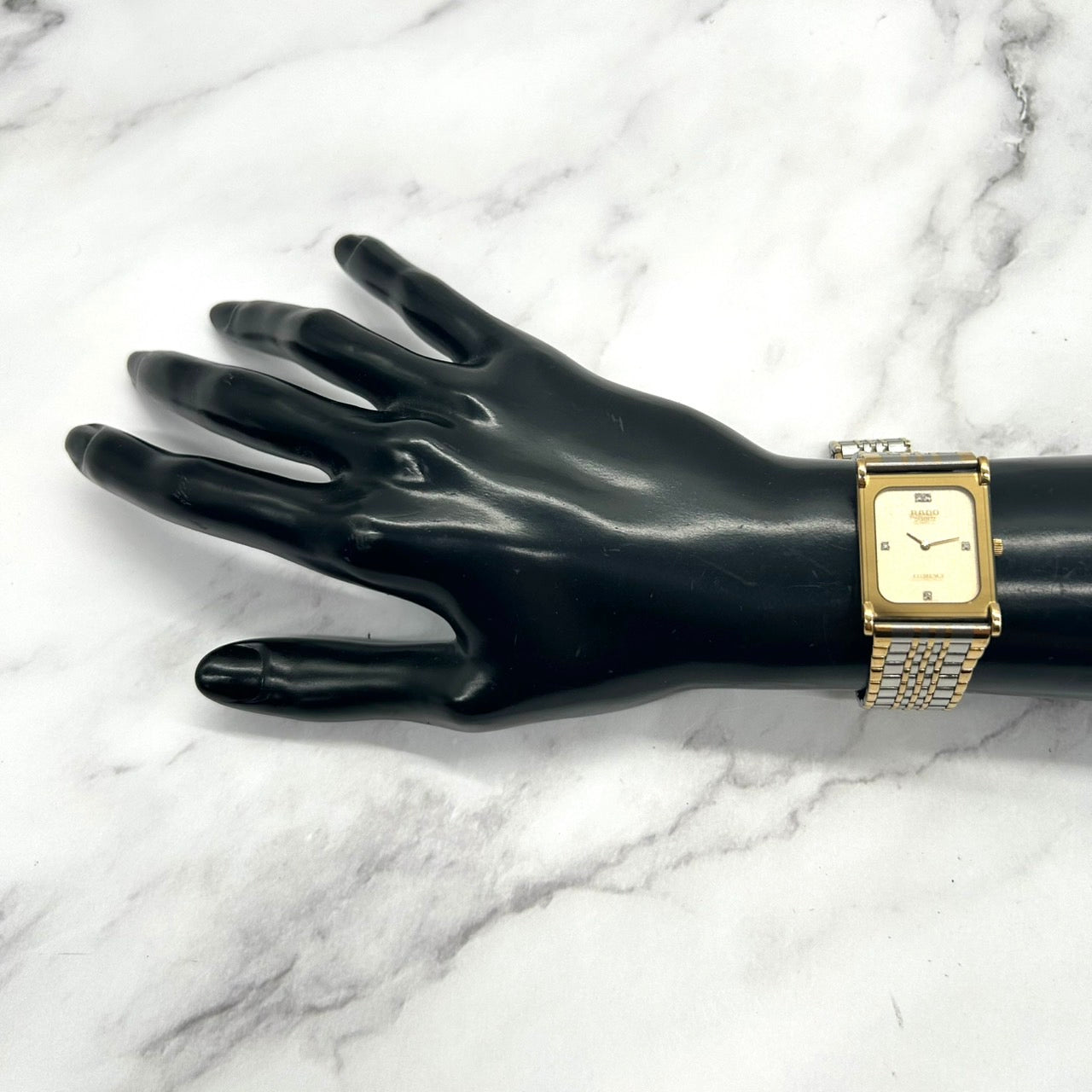 Authentic RADO Florence 135.3368.2 Quartz 4P Diamond Gold Dial Watch Two-Tone