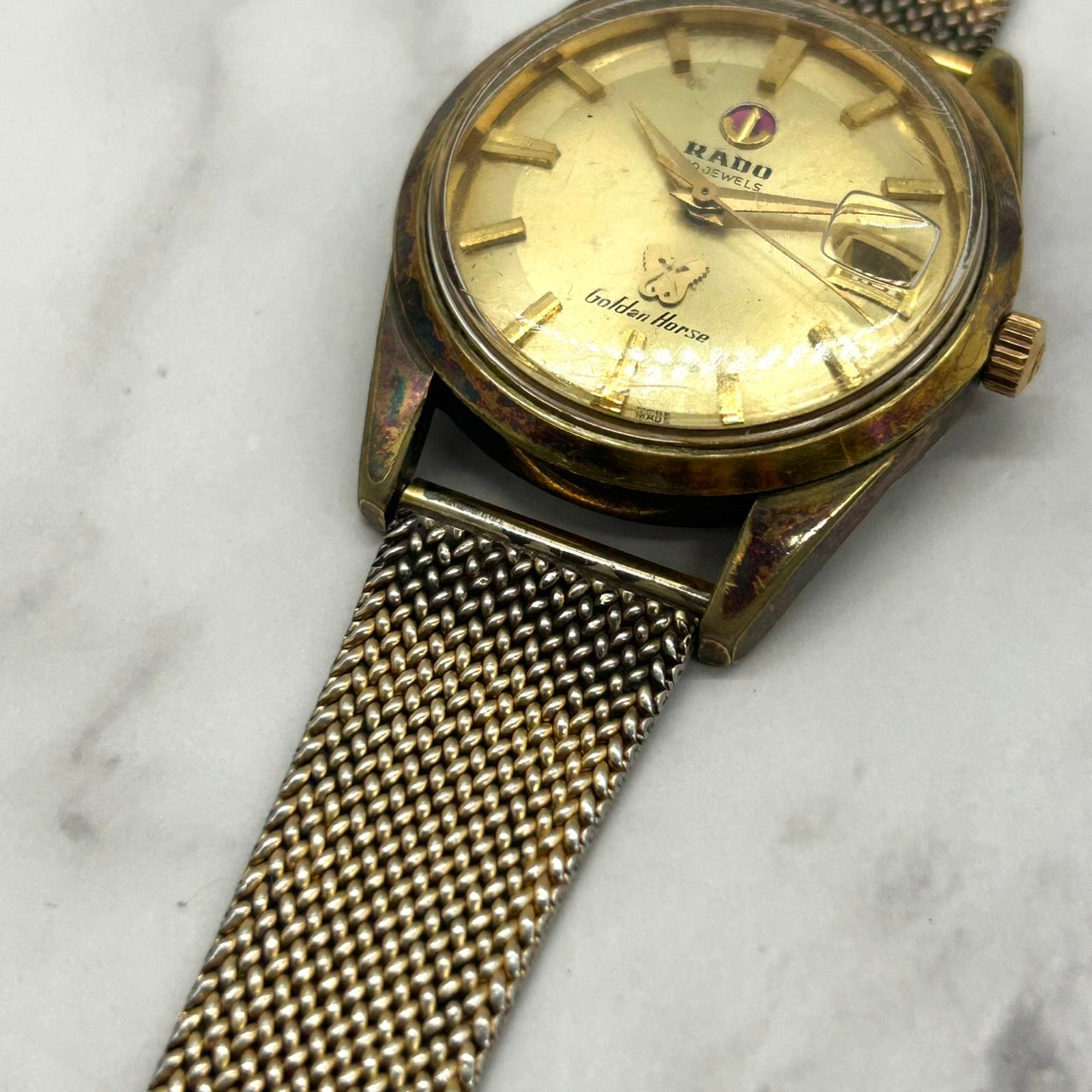 Authentic RADO Golden Horse 11674 Automatic 30J Vintage Watch Gold Date Mens