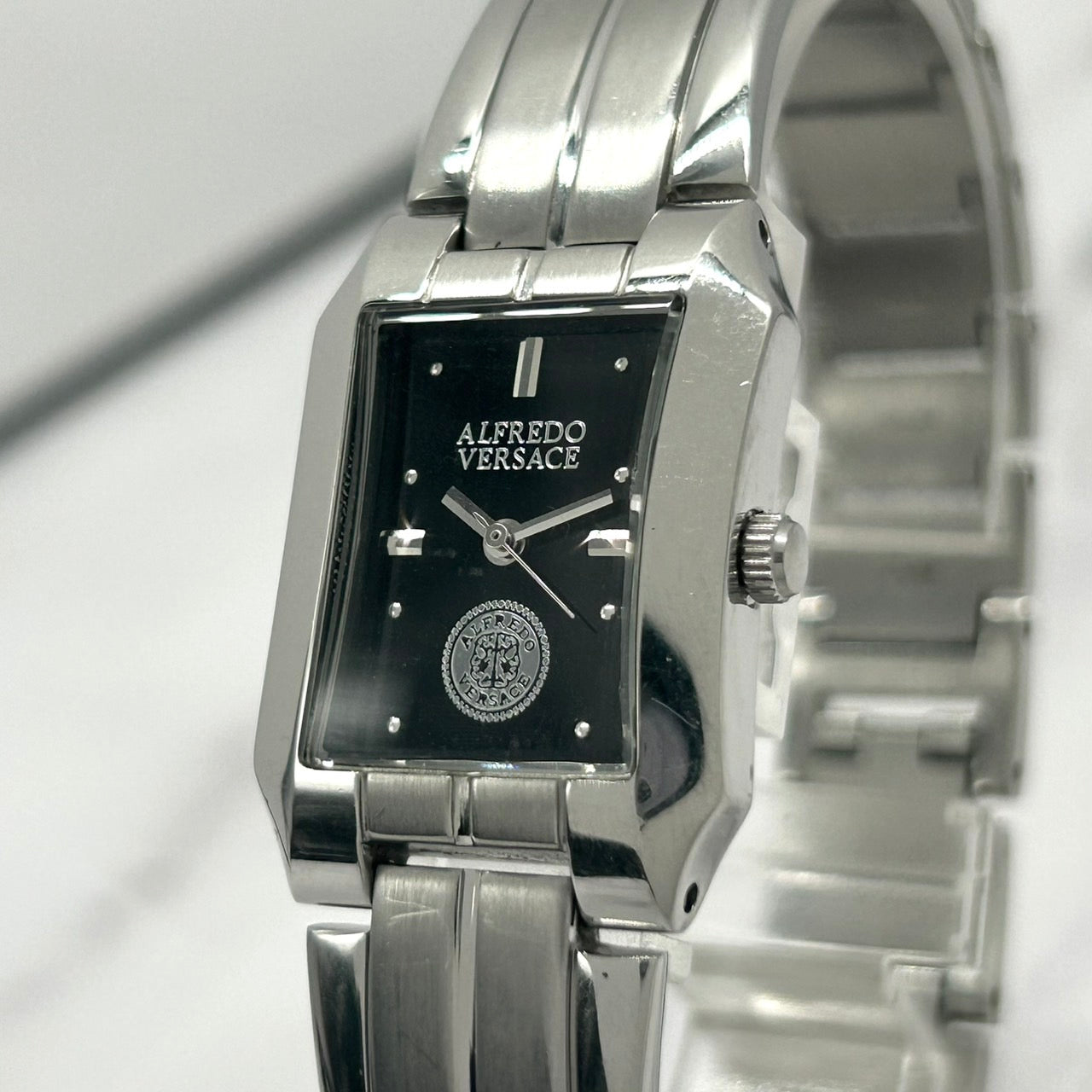 Authentic ALFREDO VERSACE V792S Rectangular Black Dial Unisex Watch Quartz