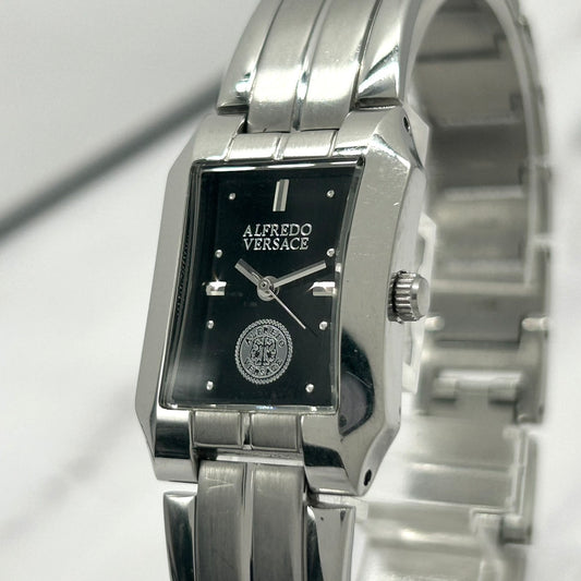 Authentic ALFREDO VERSACE V792S Rectangular Black Dial Unisex Watch Quartz