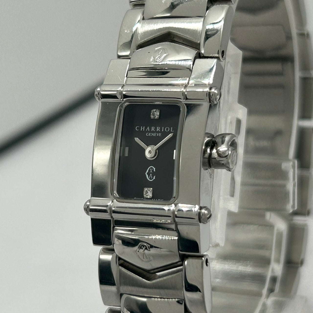 Authentic CHARRIOL Columbus INTRM9 2P Diamond Black Dial Ladies Quartz Watch