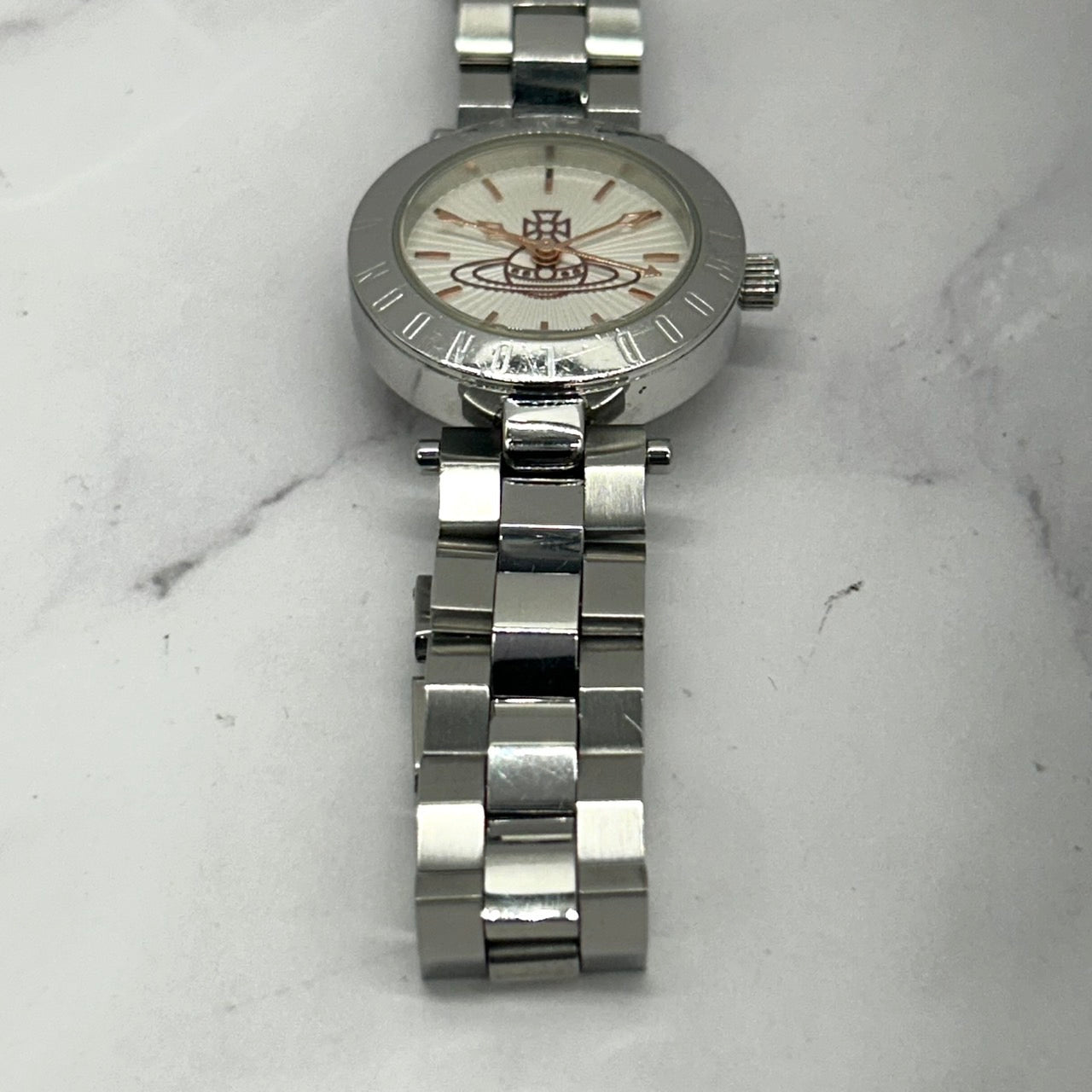 Authentic Vivienne Westwood VV092SL Orb Logo White Dial Unisex Quartz Watch w/Box