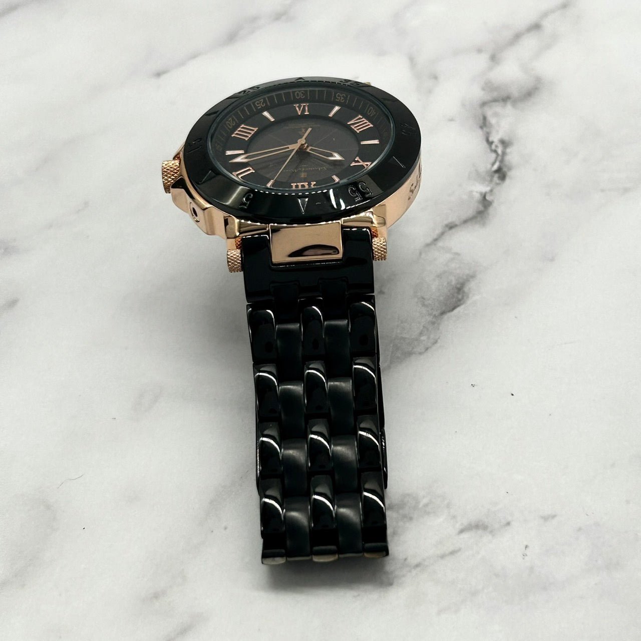 Authentic Salvatore Marra SM18112-1 Radio Solar Black Gold Men's Watch w/Box