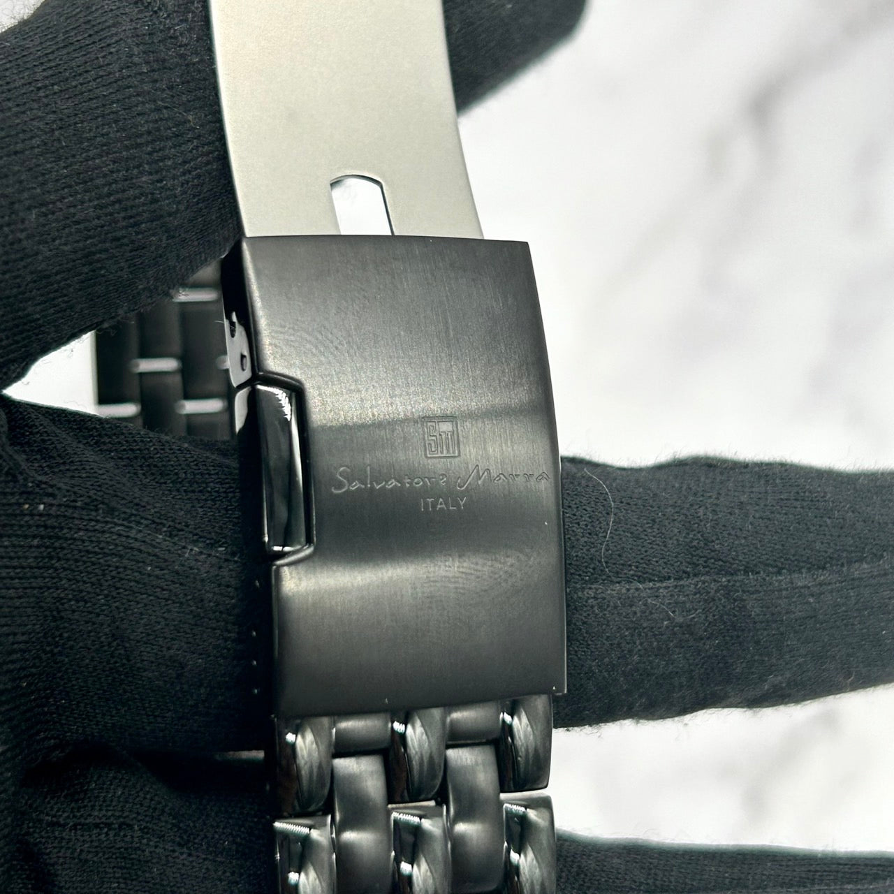 Authentic Salvatore Marra SM18112-1 Radio Solar Black Gold Men's Watch w/Box