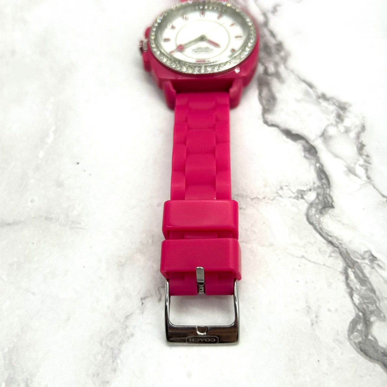 Authentic COACH CA.93.7.29.0627S Stone Bezel Pink Ladies Watch Quartz Signature