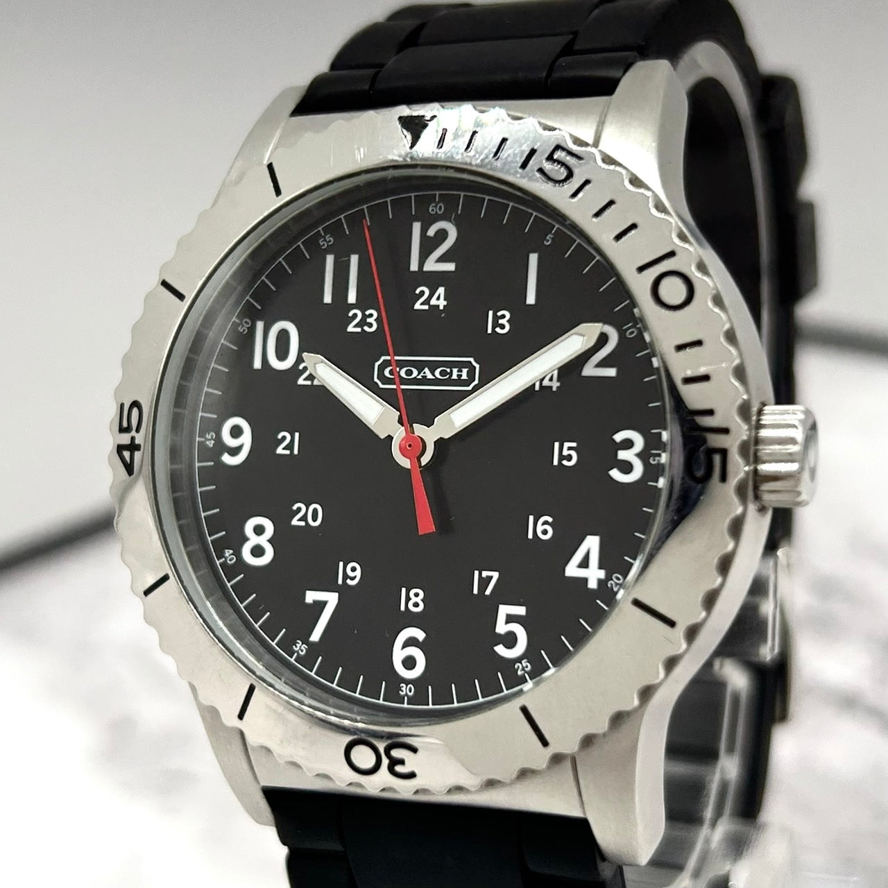 Authentic COACH CA.70.2.14.0712 Men's Military Sport Watch Black Dial Rubber