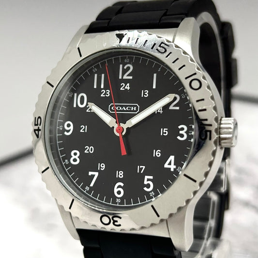 Authentic COACH CA.70.2.14.0712 Men's Military Sport Watch Black Dial Rubber