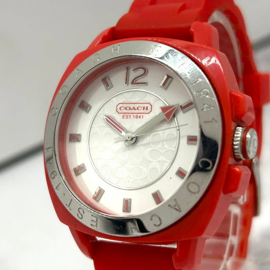 Authentic COACH CA.93.7.29.0573 Red Signature Ladies Watch Quartz White Dial