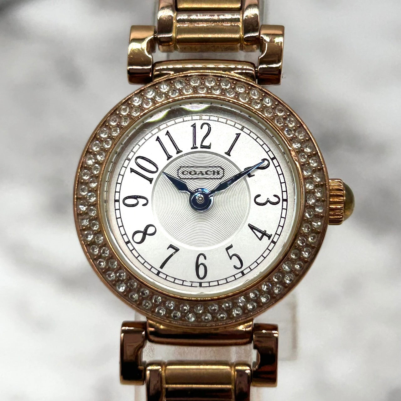 Authentic COACH CA.72.7.34.0816S Ladies Watch Rhinestone Bezel Pink Gold Quartz