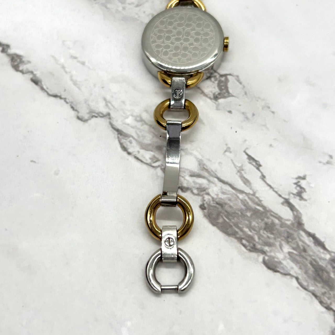 Authentic COACH CA.01.7.20.0321 Swiss Quartz Ladies Bracelet Watch Silver Gold