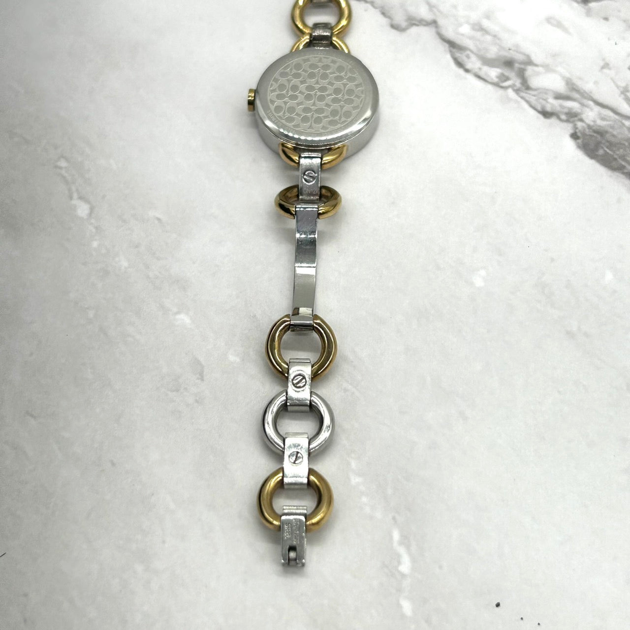 Authentic COACH CA.01.7.20.0321 Swiss Quartz Ladies Bracelet Watch Silver Gold