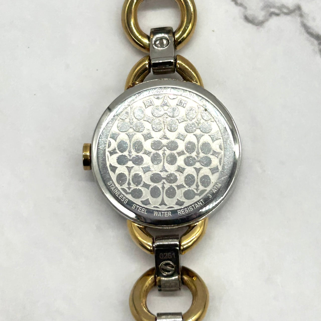 Authentic COACH CA.01.7.20.0321 Swiss Quartz Ladies Bracelet Watch Silver Gold