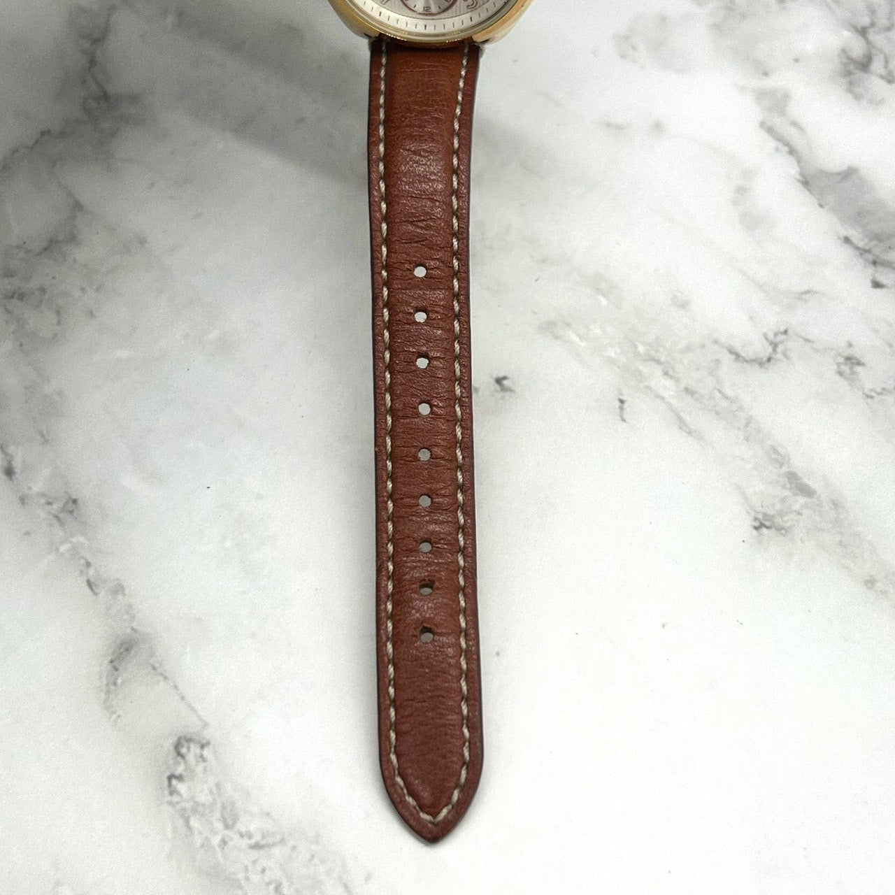 Authentic COACH Chronograph Gold Ladies Watch White Dial Brown Leather Strap