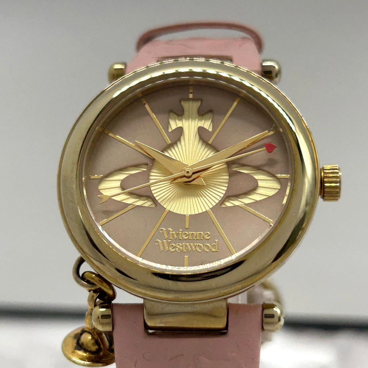 Authentic Vivienne Westwood VV006PKPK Gold Orb Dial Pink Leather Ladies Watch