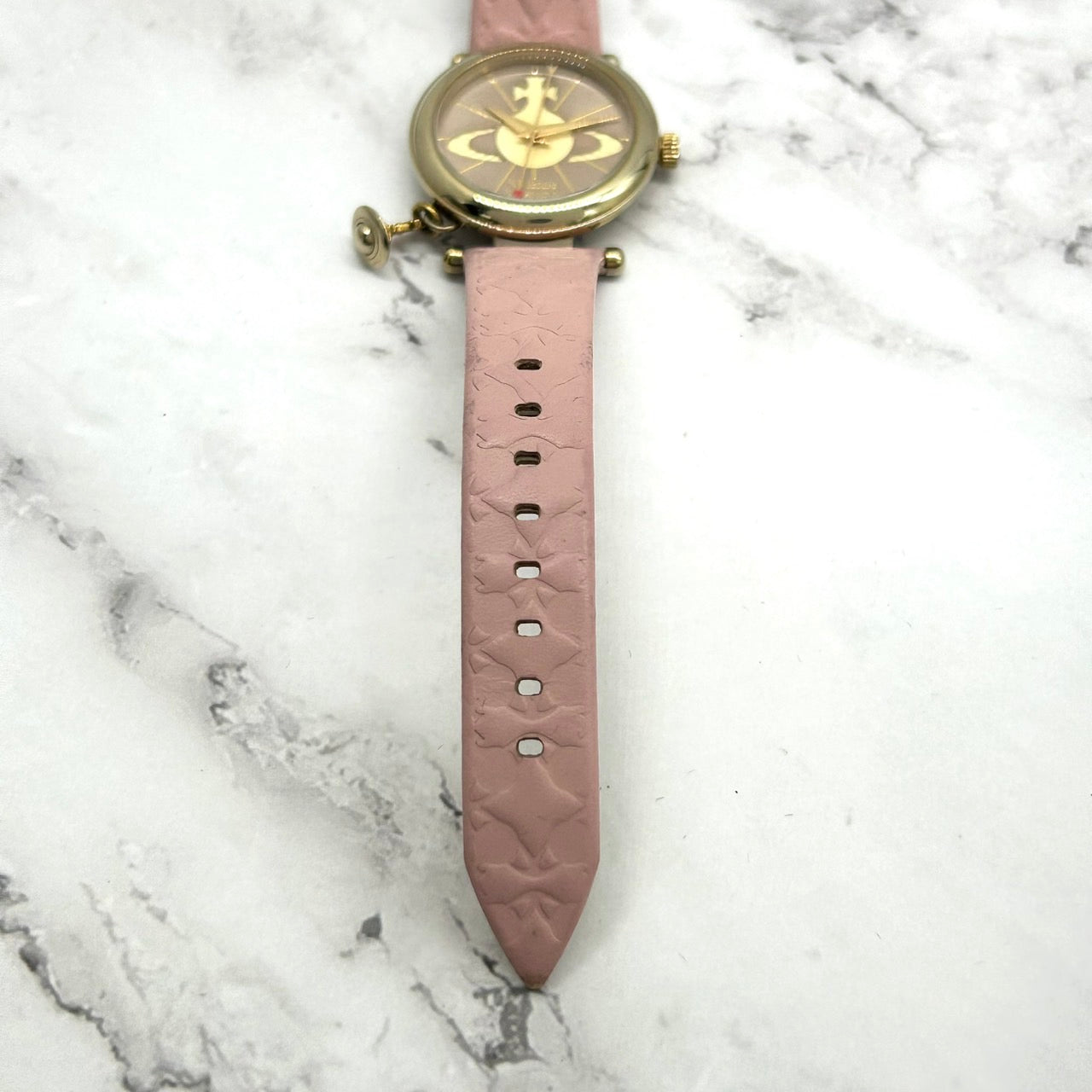 Authentic Vivienne Westwood VV006PKPK Gold Orb Dial Pink Leather Ladies Watch