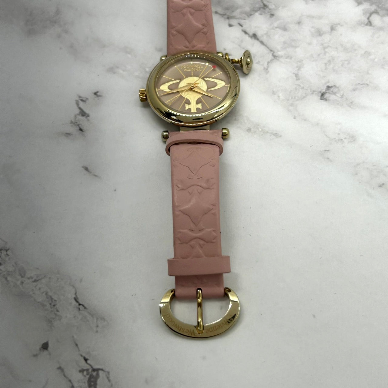 Authentic Vivienne Westwood VV006PKPK Gold Orb Dial Pink Leather Ladies Watch