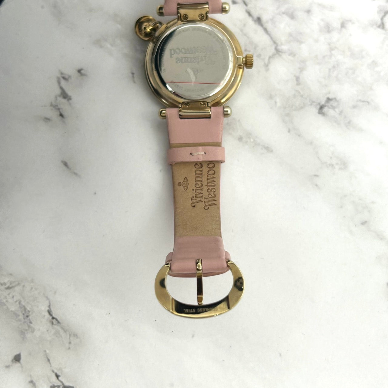Authentic Vivienne Westwood VV006PKPK Gold Orb Dial Pink Leather Ladies Watch