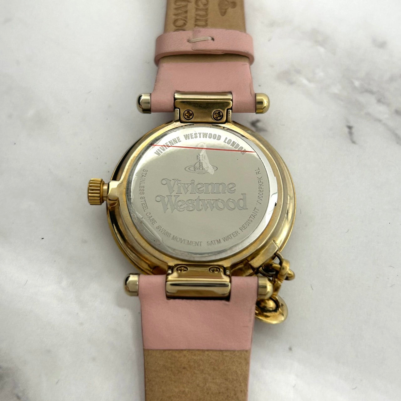 Authentic Vivienne Westwood VV006PKPK Gold Orb Dial Pink Leather Ladies Watch