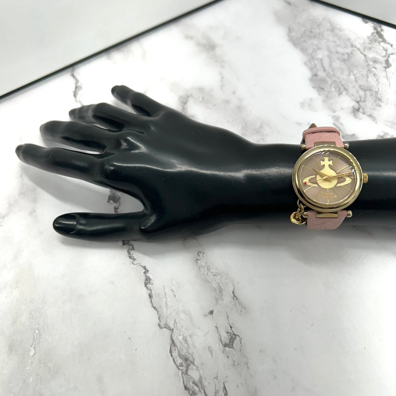 Authentic Vivienne Westwood VV006PKPK Gold Orb Dial Pink Leather Ladies Watch