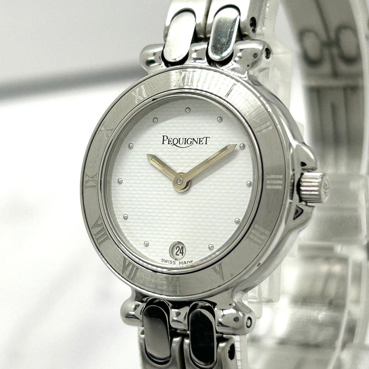 Authentic Pequignet 7709313 Ladies Watch Quartz Date White Dial Swiss Made