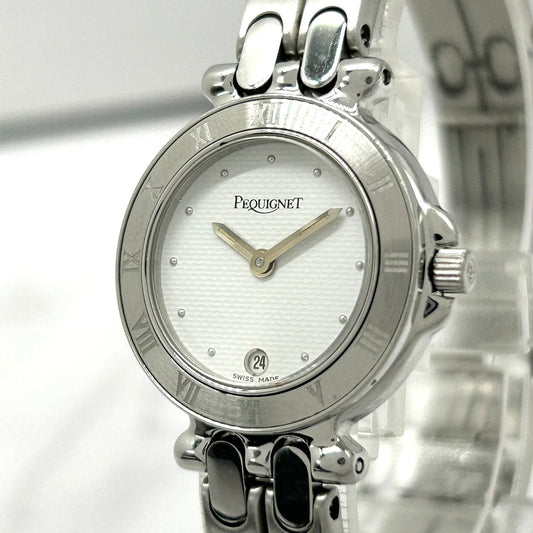 Authentic Pequignet 7709313 Ladies Watch Quartz Date White Dial Swiss Made