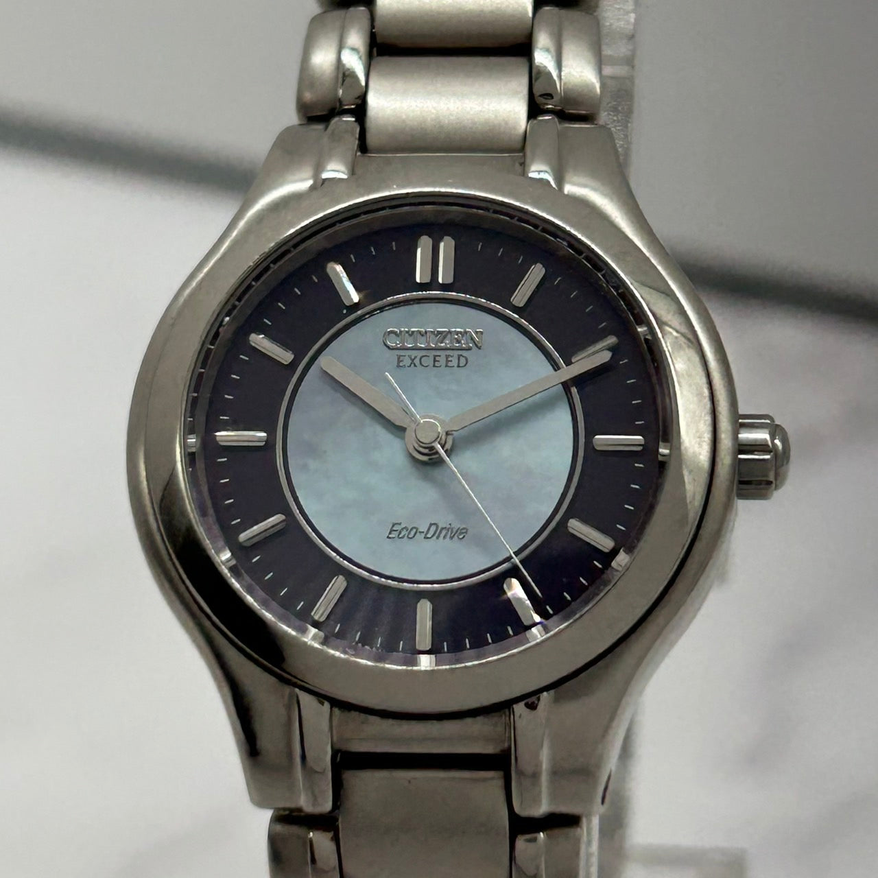 Authentic Citizen EXCEED Eco-Drive A980 Solar Titanium Blue Dial Ladies Watch