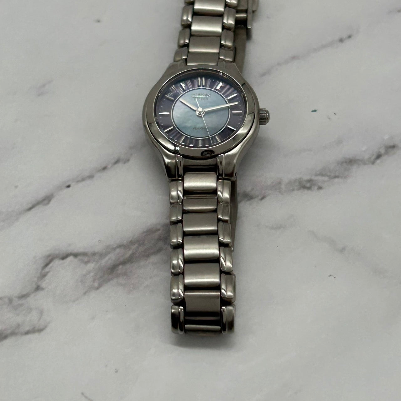 Authentic Citizen EXCEED Eco-Drive A980 Solar Titanium Blue Dial Ladies Watch