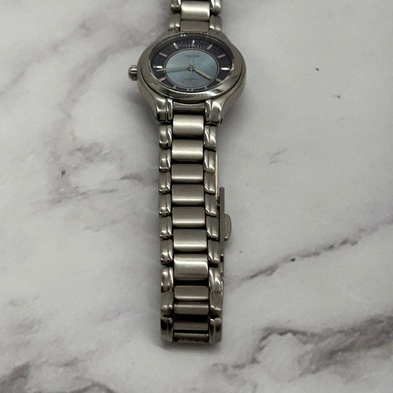 Authentic Citizen EXCEED Eco-Drive A980 Solar Titanium Blue Dial Ladies Watch