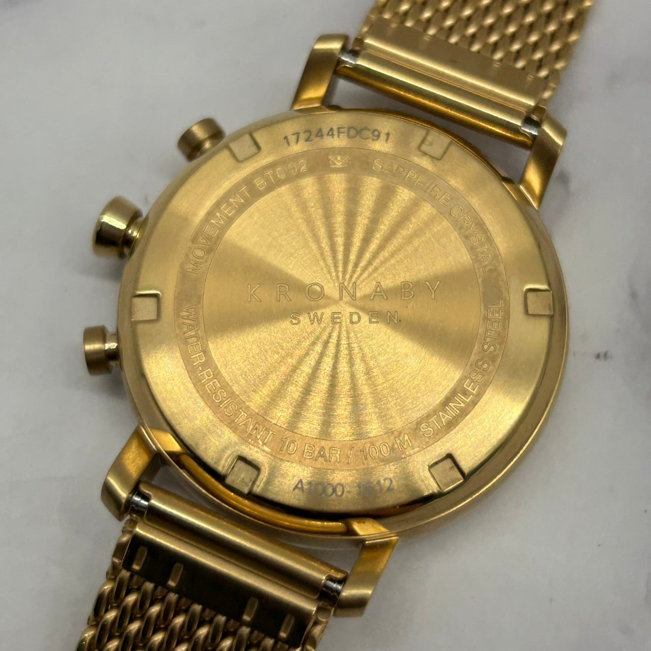 Authentic Kronaby Sweden A1000-1612 Smartwatch Connected Watch Gold Mesh Unisex