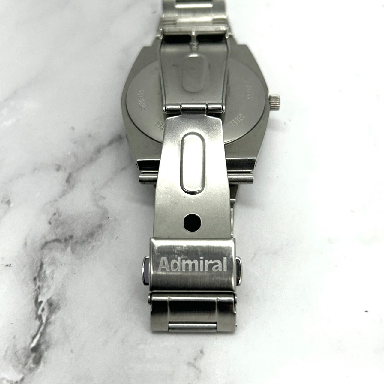 Authentic Admiral ADM 400 Mens Watch Quartz Day Date Silver Ivory Dial 3 Stars