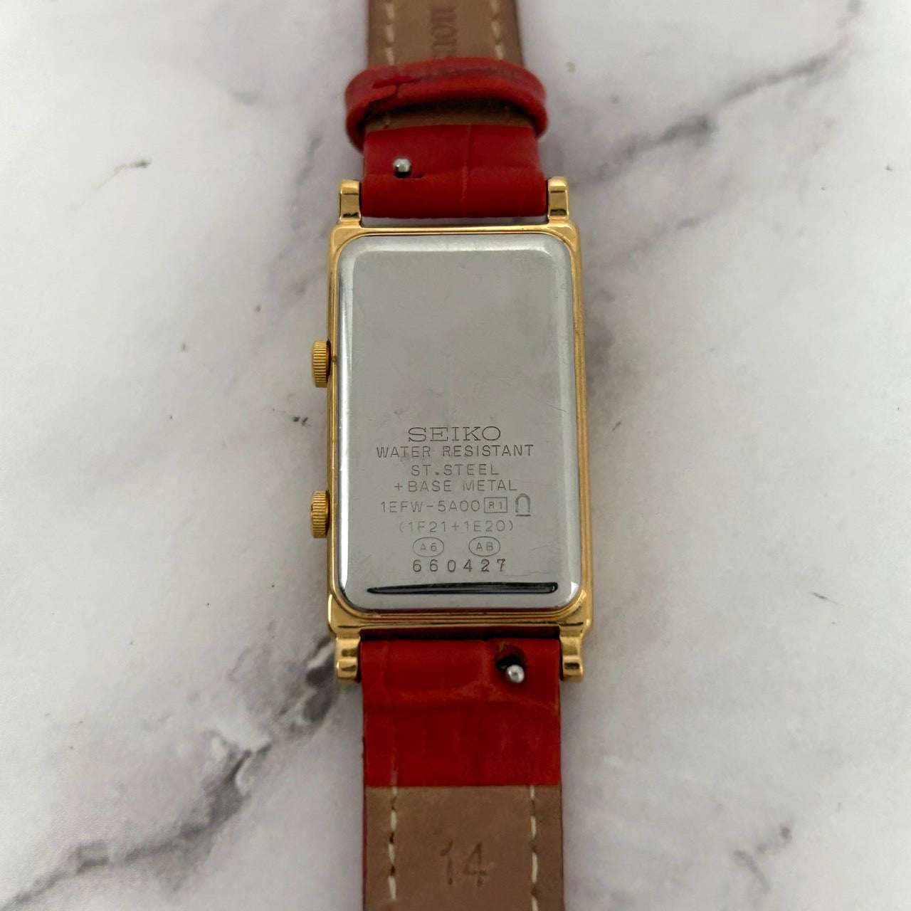 Authentic SEIKO NOIE 1F21-1E20 Watch Quartz Small Second Gold White Ladies