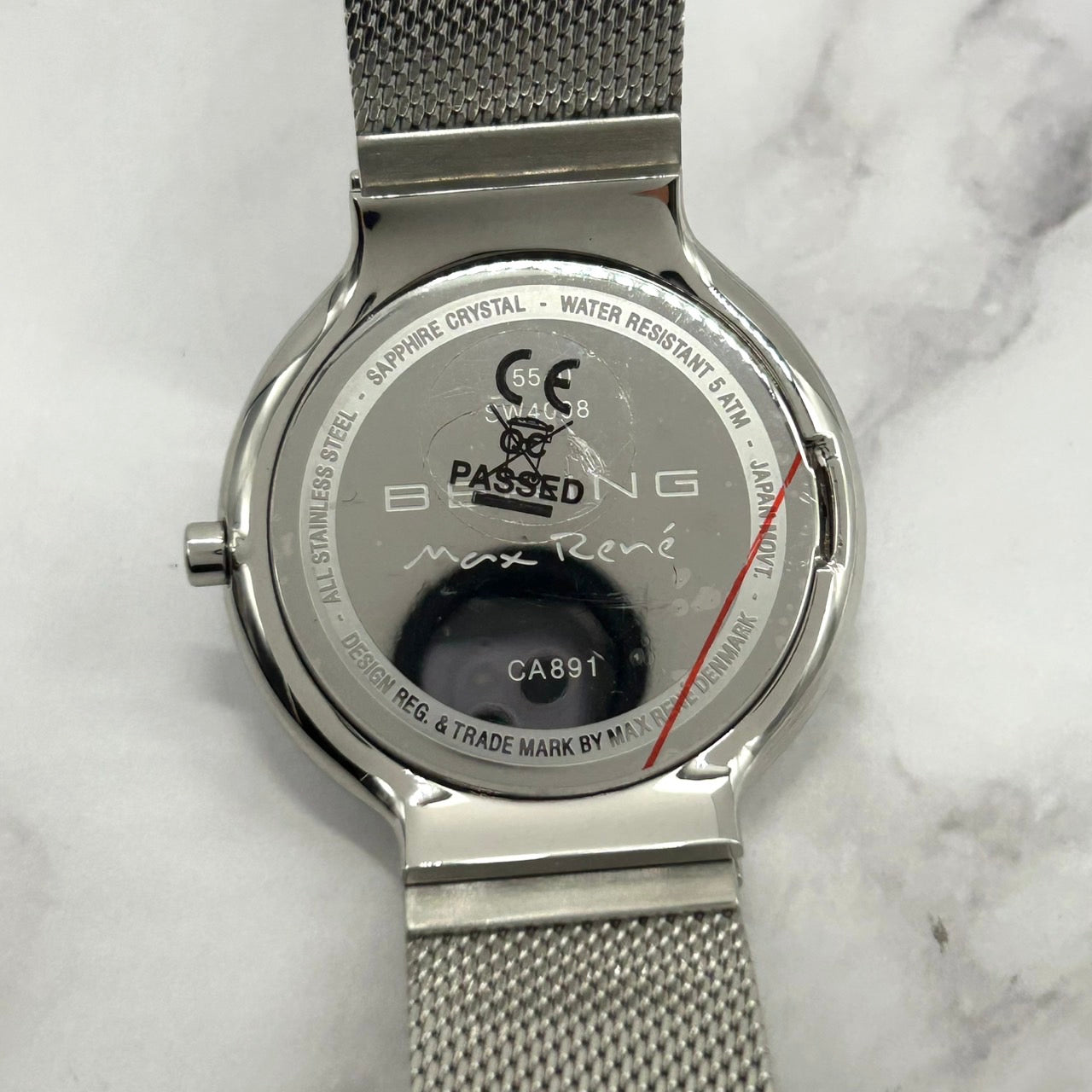 Authentic BERING Max René CA891 Watch Quartz Analog Silver White Dial Unisex