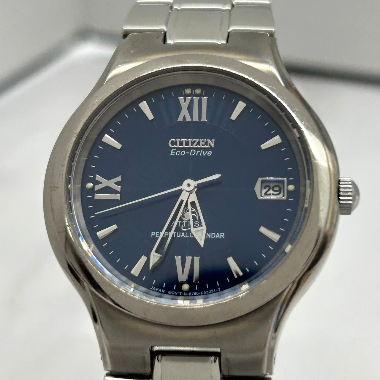 Authentic CITIZEN ATTESA E760 Eco-Drive Perpetual Calendar Titanium Watch Mens