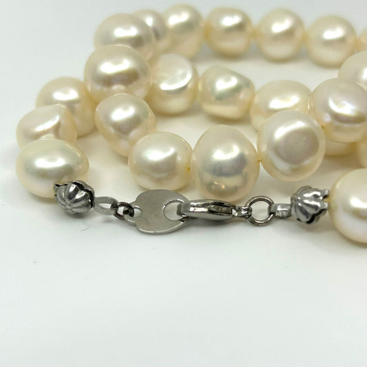 未使用級 美品 パール 本真珠 ネックレス 淡水パール バロックパール ペンダント 冠婚葬祭 カジュアル 大粒 I2