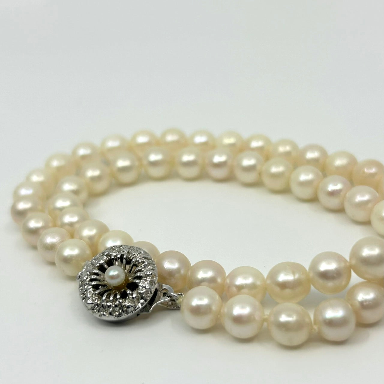 美品 本真珠 パール 真珠 ネックレス あこや真珠 日本 養殖パール 白 ホワイト ペンダント 冠婚葬祭 首飾り シルバー留め具 6.5mm-6.9mm 全長約45cm I3