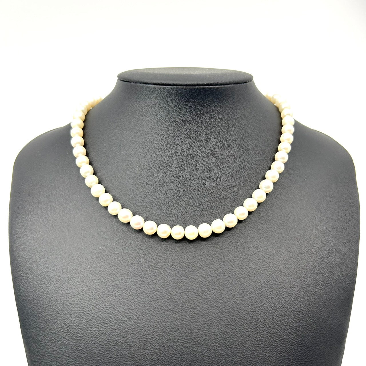 美品 本真珠 パール 真珠 ネックレス あこや真珠 日本 養殖パール 白 ホワイト ペンダント 冠婚葬祭 首飾り シルバー留め具 6.5mm-6.9mm 全長約45cm I3