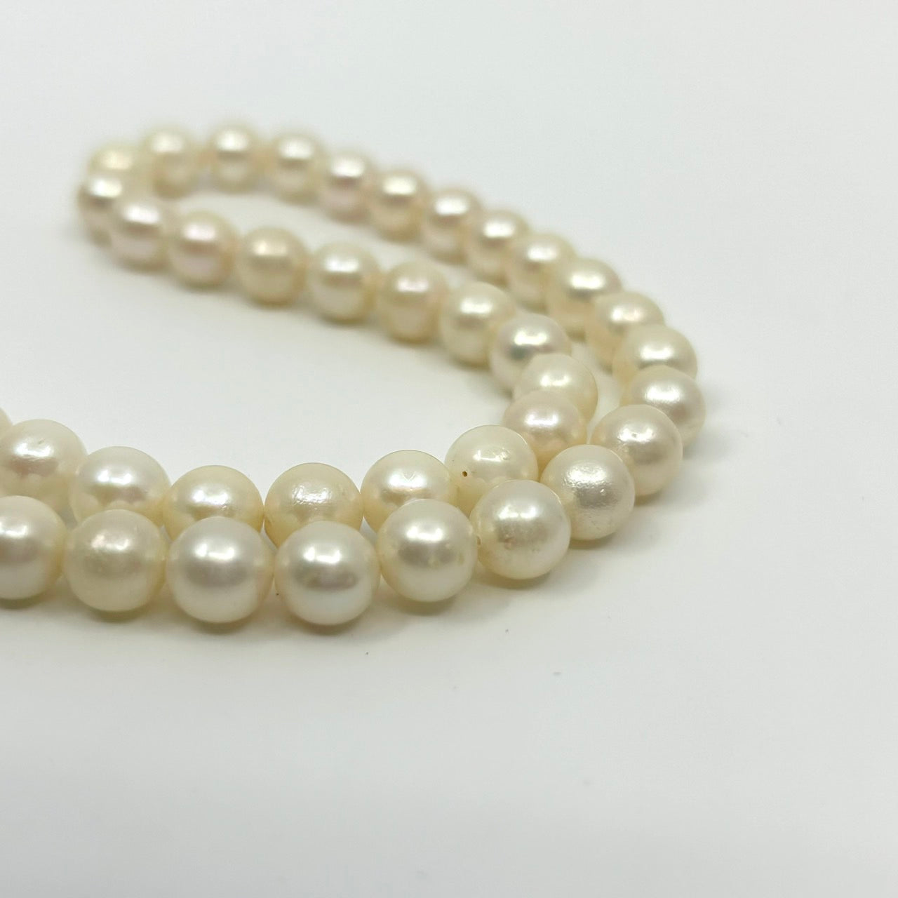 美品 本真珠 パール 真珠 ネックレス あこや真珠 日本 養殖パール 白 ホワイト ペンダント 冠婚葬祭 首飾り シルバー留め具 6.5mm-6.9mm 全長約45cm I3