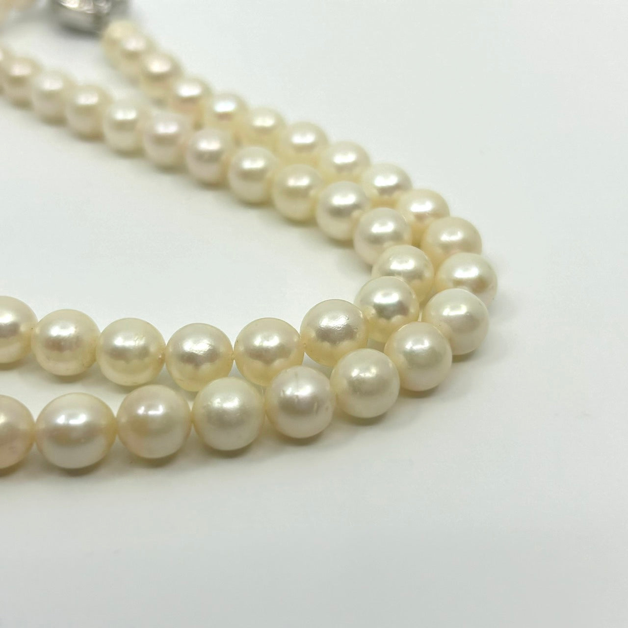 美品 本真珠 パール 真珠 ネックレス あこや真珠 日本 養殖パール 白 ホワイト ペンダント 冠婚葬祭 首飾り シルバー留め具 6.5mm-6.9mm 全長約45cm I3