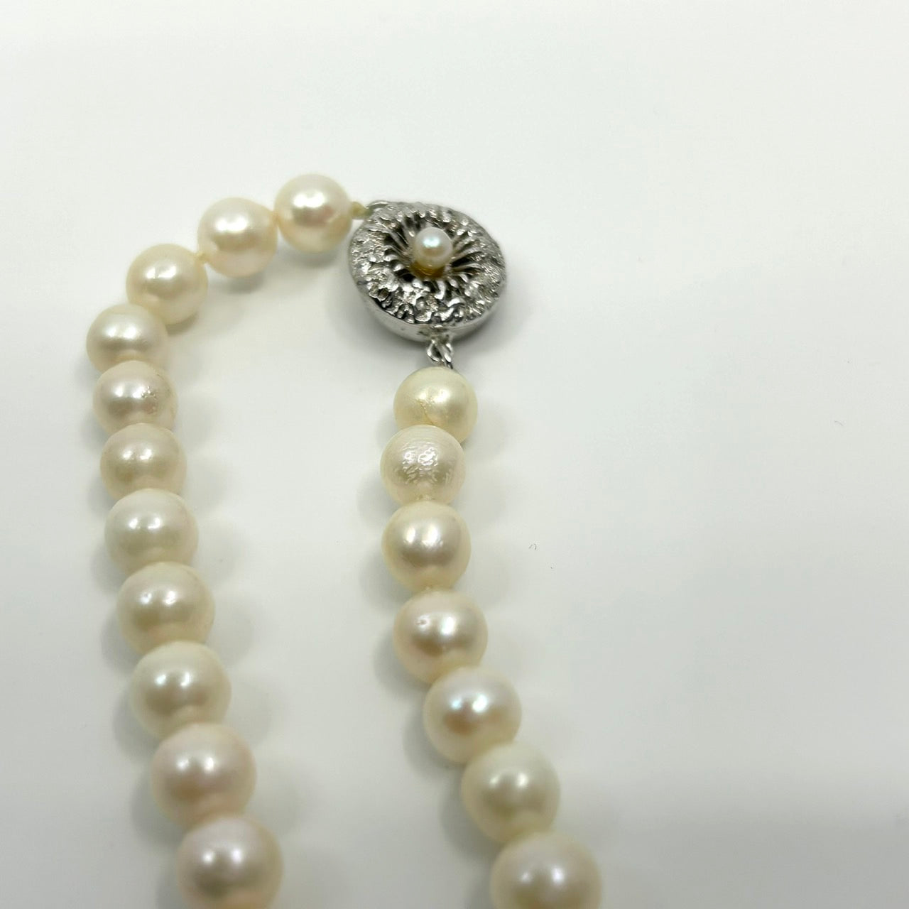 美品 本真珠 パール 真珠 ネックレス あこや真珠 日本 養殖パール 白 ホワイト ペンダント 冠婚葬祭 首飾り シルバー留め具 6.5mm-6.9mm 全長約45cm I3
