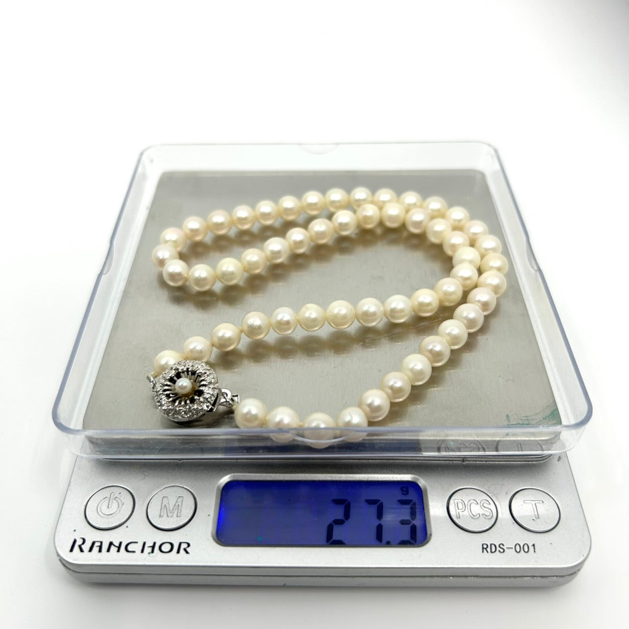 美品 本真珠 パール 真珠 ネックレス あこや真珠 日本 養殖パール 白 ホワイト ペンダント 冠婚葬祭 首飾り シルバー留め具 6.5mm-6.9mm 全長約45cm I3