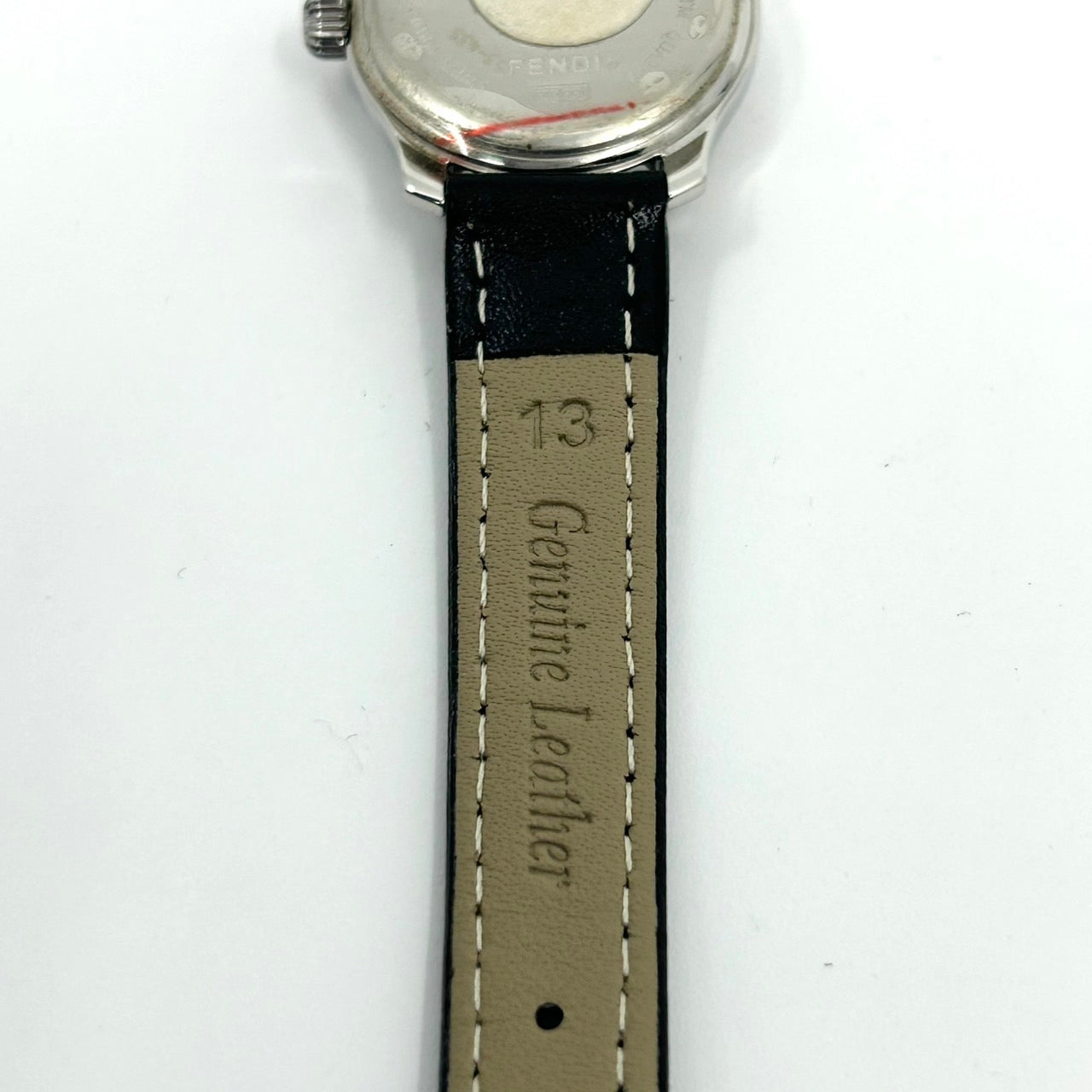 【稼働品】フェンディ FENDI 腕時計 Orologi レディース メンズ ユニセックス アナログ クオーツ シルバー文字盤 ローマ数字 デイト表示 レザーベルト ブラック クラシック エレガント ドレスウォッチ ビジネス クリーニング済み G